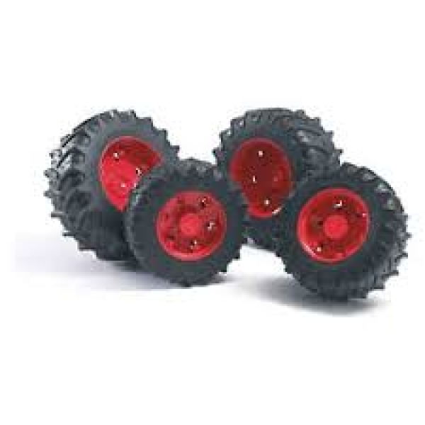 Zwillingsräder einzeln mit roten Felgen